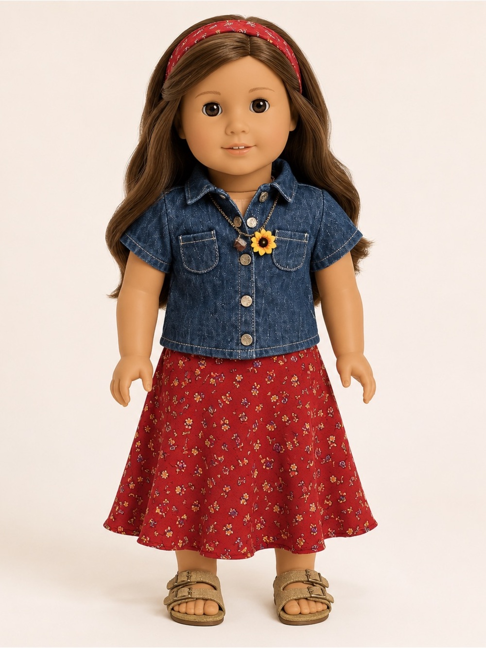 VTG‎ American Girl Today Pleasant Company Denim Jacket Floral Skirt Accessories